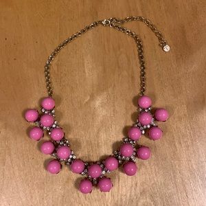Talbots gold chain pink bead and rhinestone statement necklace